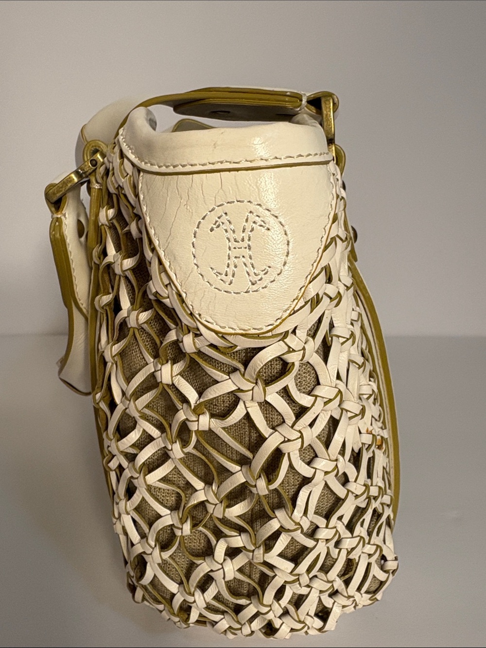 Cole Haan - *Read* Sierra Open Weave SP06 - Rare White Leather Cream Woven Tote - Picture 4 of 16